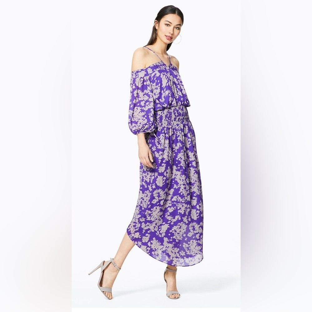 Ramy Brook Manuel Purple Floral Long Sleeve Dress